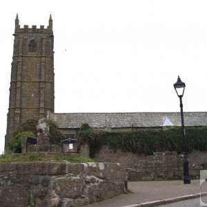 St Buryan Parish Church taken hurriedly from a car en route for Penzance