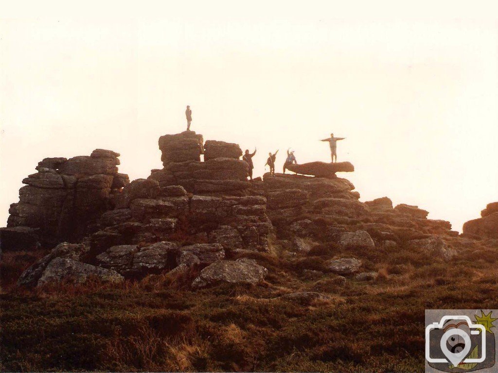 Family perched on Carn Kenidjack - Feb., 1992