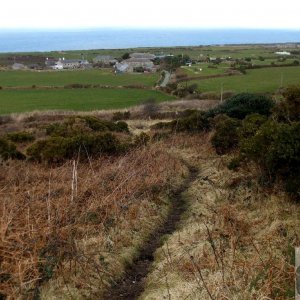 Descent from Little Trevalgan Hill - 10Feb10- View to Trevalgan village