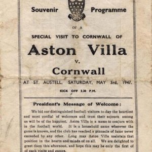 Aston Villa v Cornwall Programme cover, 1947