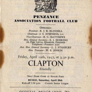 Friendly v Clapton, 19th April, 1957