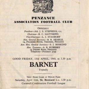 Barnet comes to Penlee Park, April, 1960