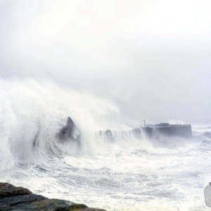 The Pier obliterated by spray - 15th March 1977