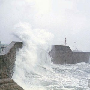 Wave slaps the pier wall - 15th March 1977