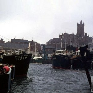 Penzance Dock basin during storm - 15th March 1977