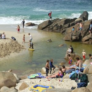 Idyllic summer scene at Portheras Cove - 17th Aug., 2009.