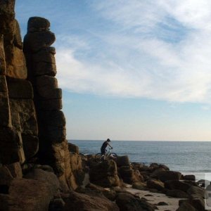 Castellated granite column at Porthgwarra.