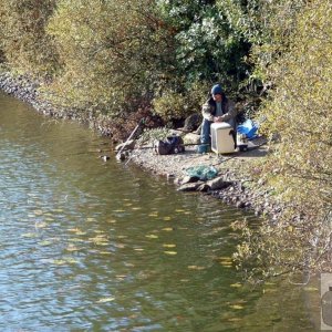 A lone fisherman at Boscathnoe Reservoir