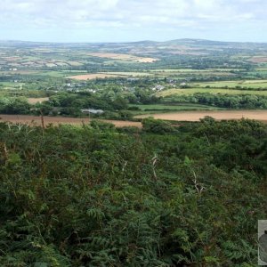 View eastwards from Trencrom Hill to Tregonning and Godolphin Hills