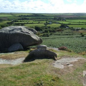 Rock on way down the East Flank of Trencrom Hill