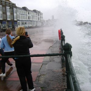 Wave watching on the prom