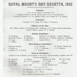 1933 - PENZANCE ROYAL REGATTA PROGRAMME