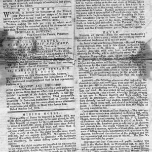 Tidings October 7th 1872 Lower Part Page 1
