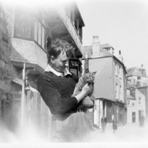 Christopher James Ludlow and Cat in St Ives before WWII