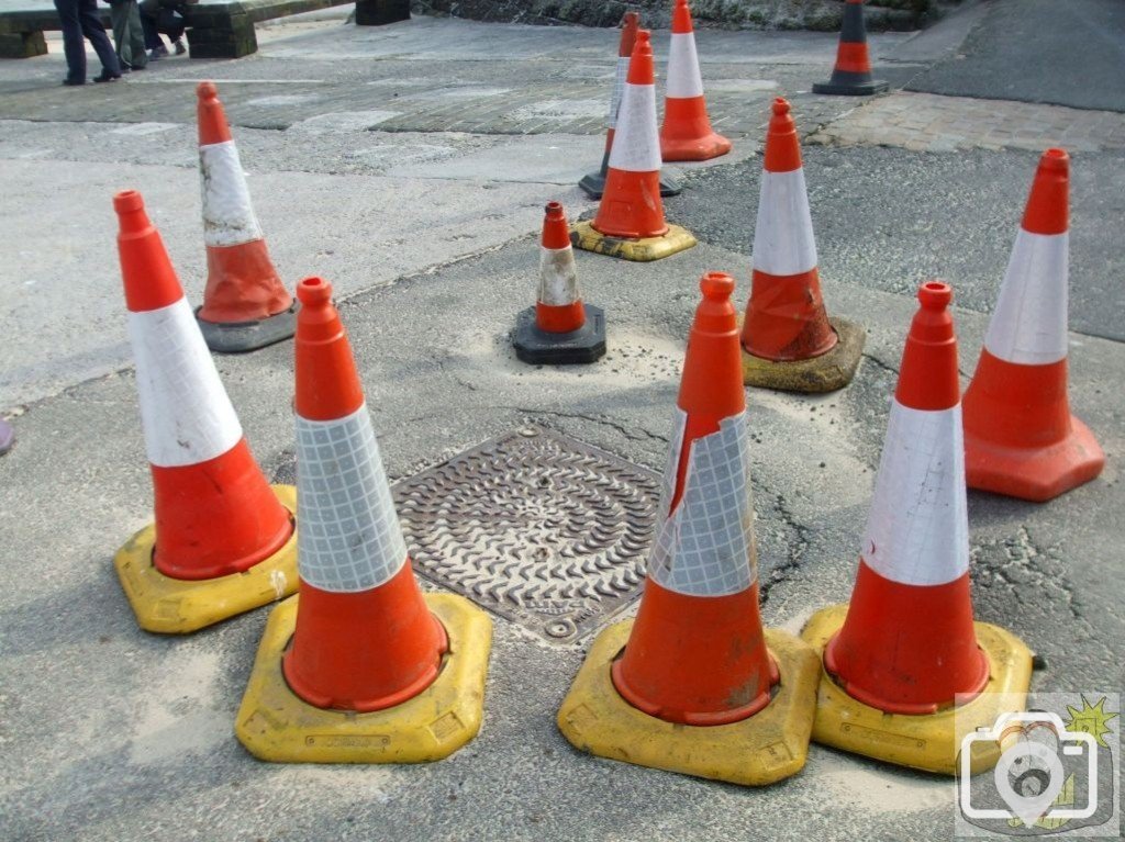 Burst drain in St Ives