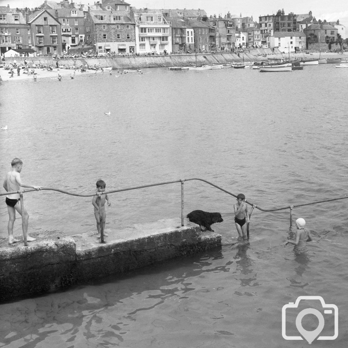 Children and dog at St Ives - circa 1959