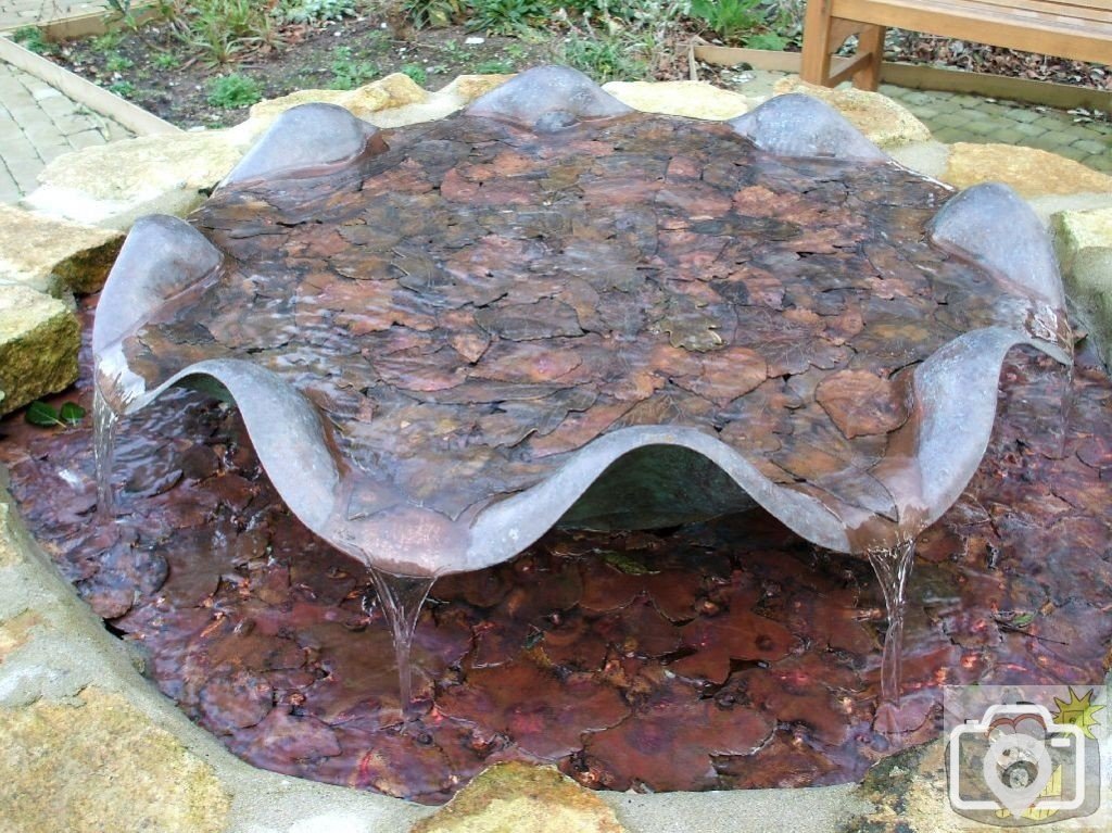 Copper autumn leaves sculpture, Penlee Park, Feb., 2007