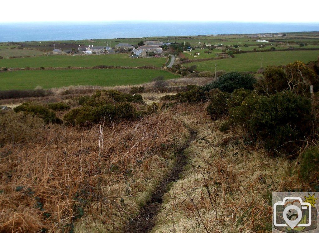 Descent from Little Trevalgan Hill - 10Feb10- View to Trevalgan village