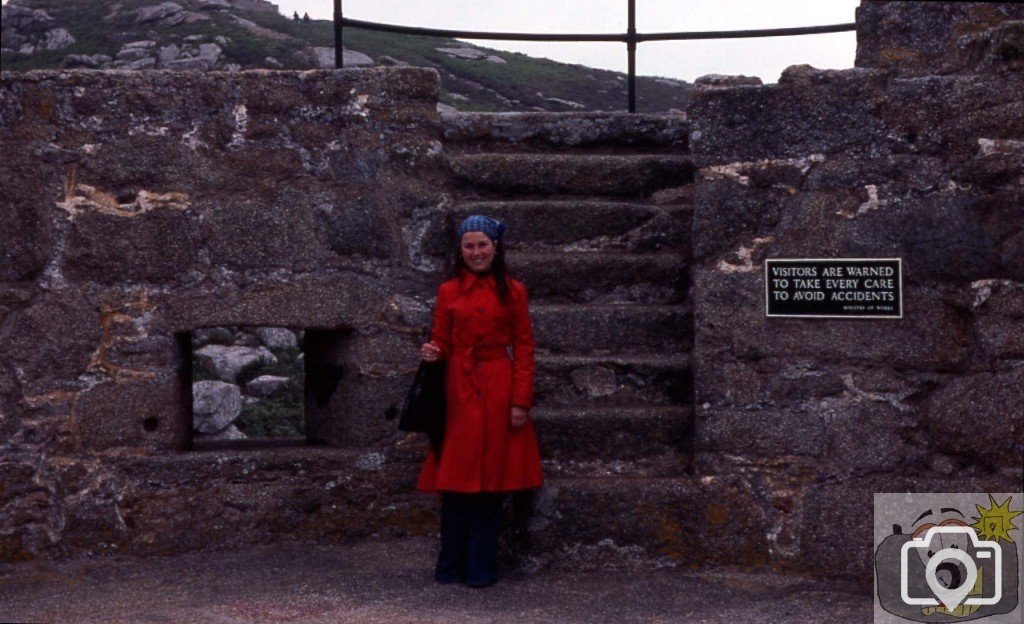 Jan in Cromwell's Castle, Tresco, Scilly - June 1977