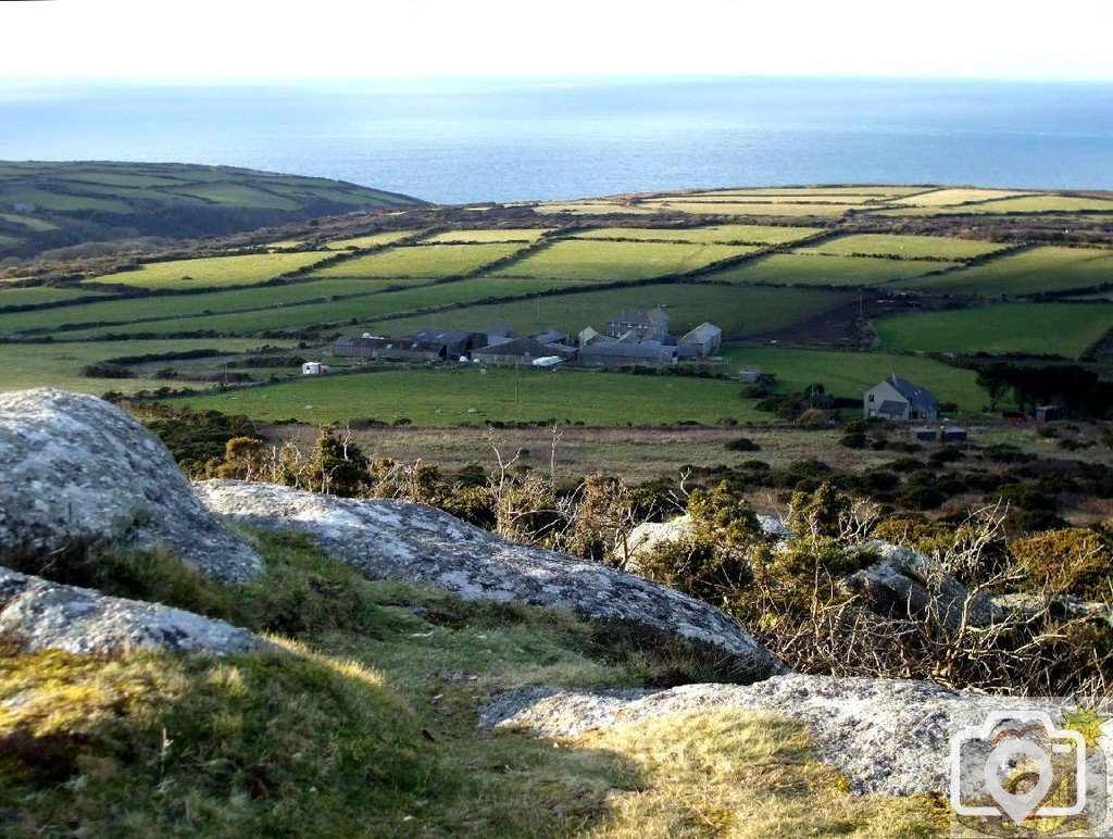 Little Trevalgan Hill - 10Feb10 - View to Trevessa and Trevega Farms