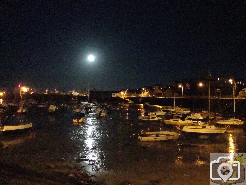 Moon over Penzance Harbour