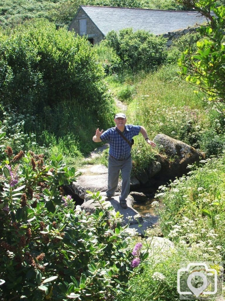 My son took this one of me on the old clapper bridge at Penberth