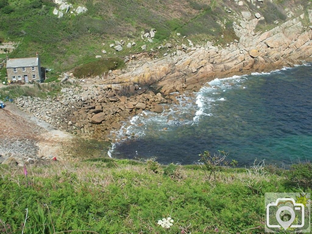 Penberth Cove from the cliff on the western side