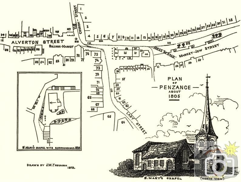 Penzance centre. 1879 Drawing