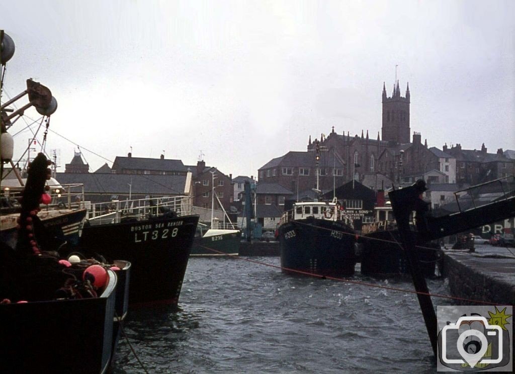 Penzance Dock basin during storm - 15th March 1977