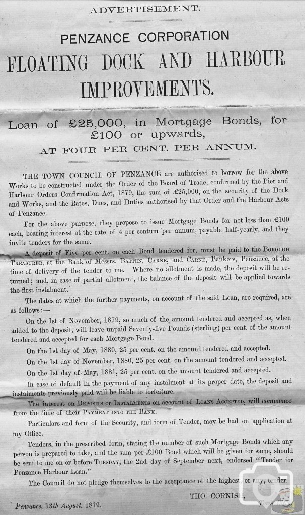 Penzance Floating Dock and Harbour Improvements 1879 Pg 1