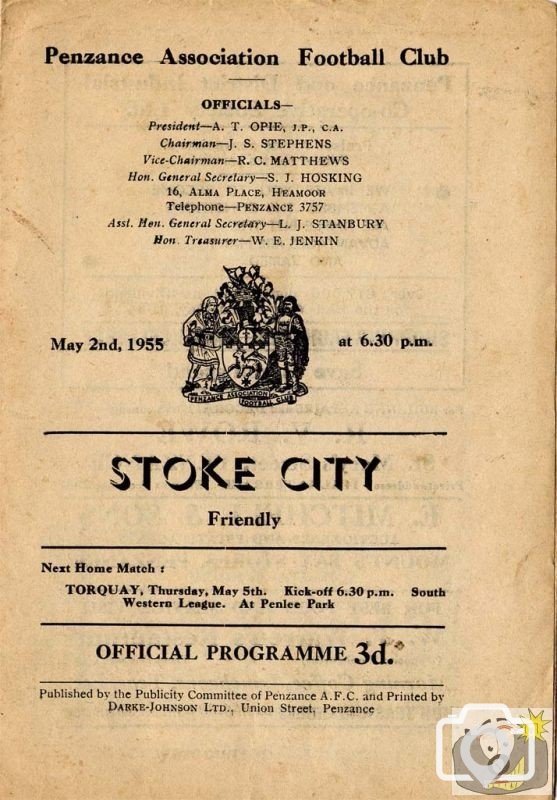Penzance v Stoke City, 2nd May , 1955
