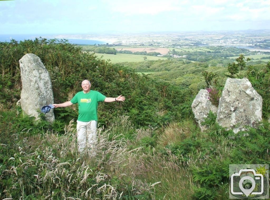 Phil by Trencrom Fort's Gateway with Hayle and Gwithian in the Distance