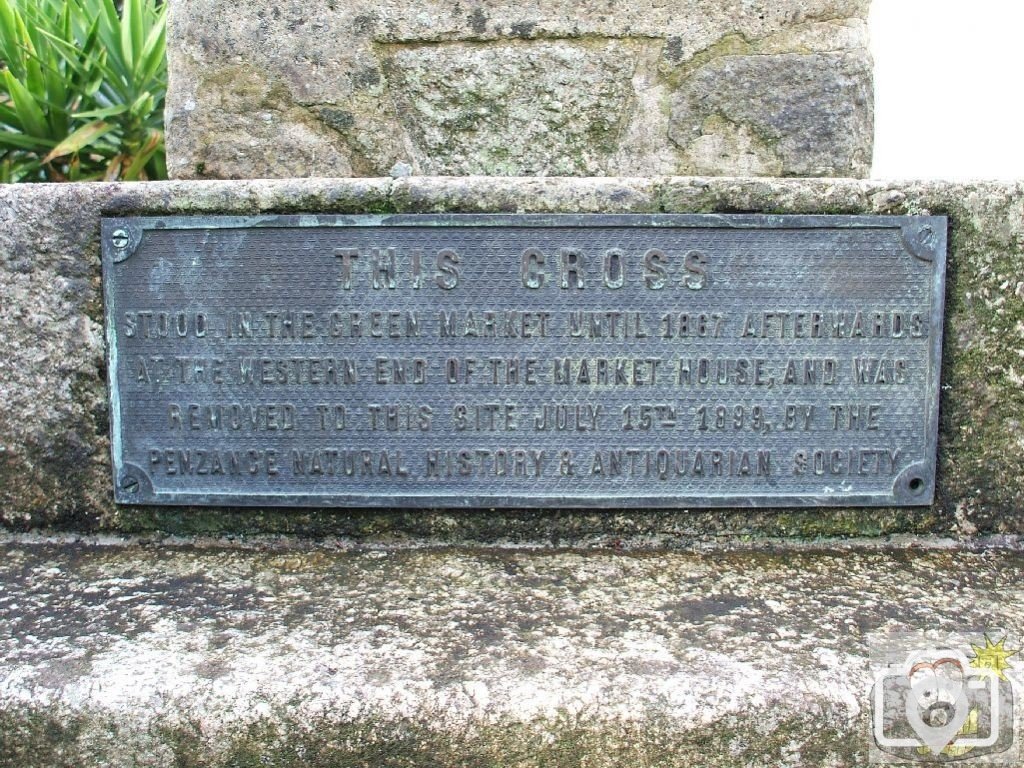 Plaque on Rex Ricatus Cross, Penlee Park, Feb., 2007