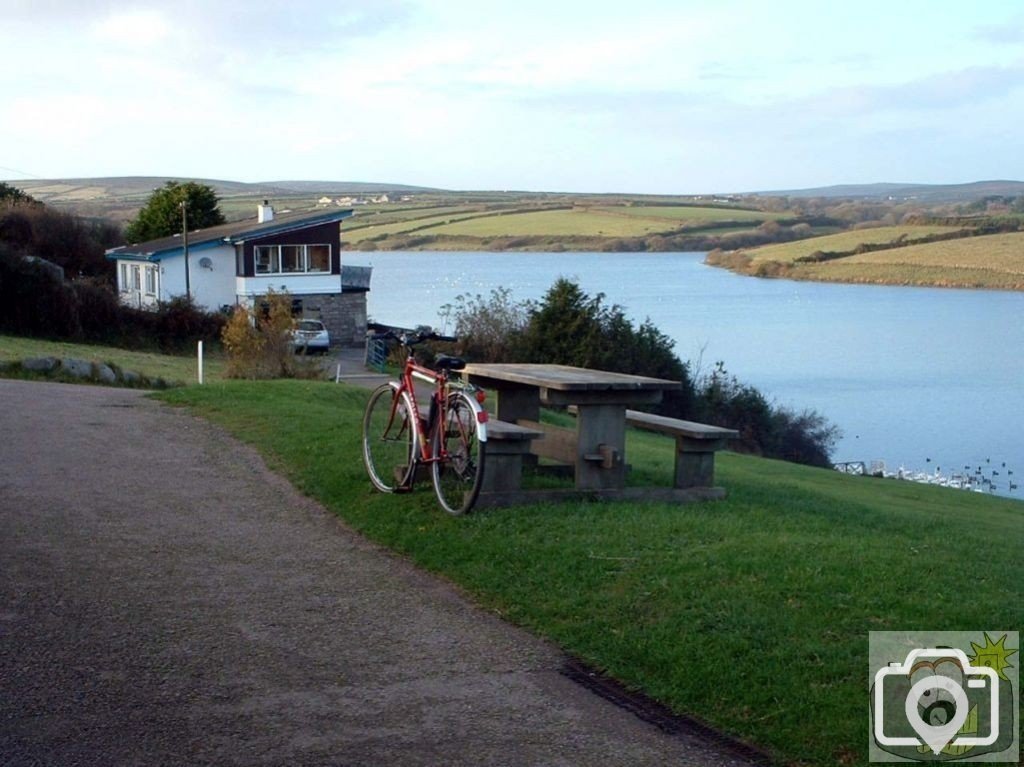 Proof that I was cycling: My bike with Drift dam as a backdrop...and so bac