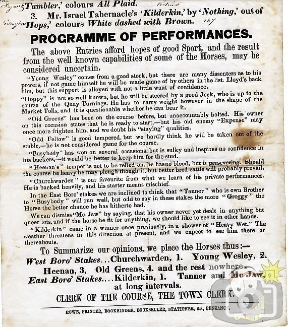 Sporting Intelligence 1862 Penzance Autumn Meeting Pt2