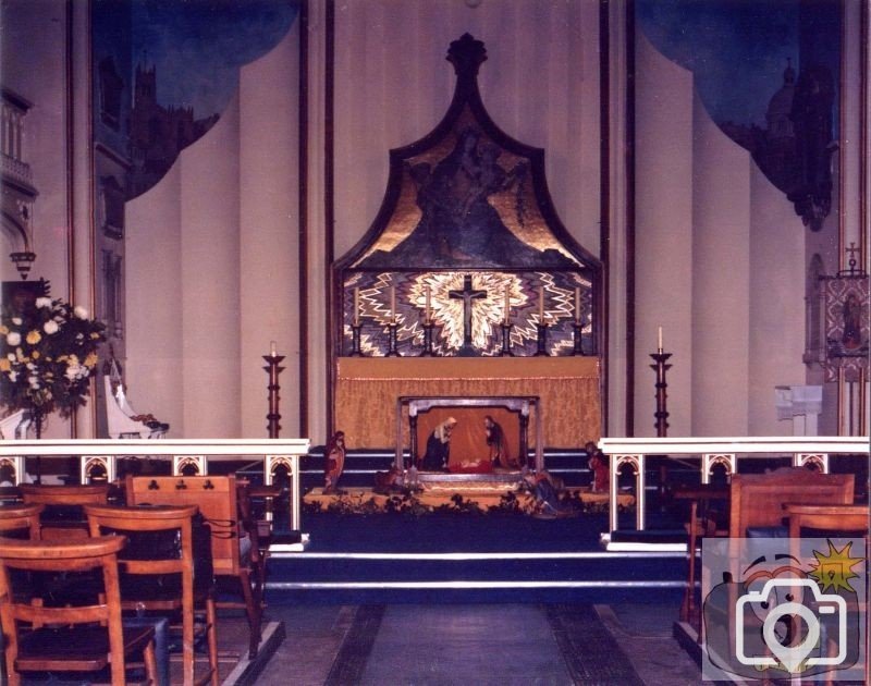 St Mary's Church altarpiece before it was destroyed by fire.