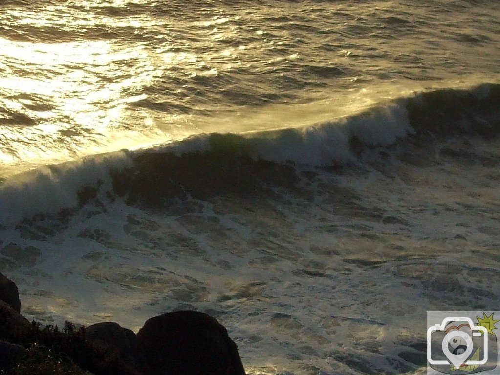 Sunday outing, 17th Jan, 2010: View of wave fromTreryn Dinas (Logan Rock)