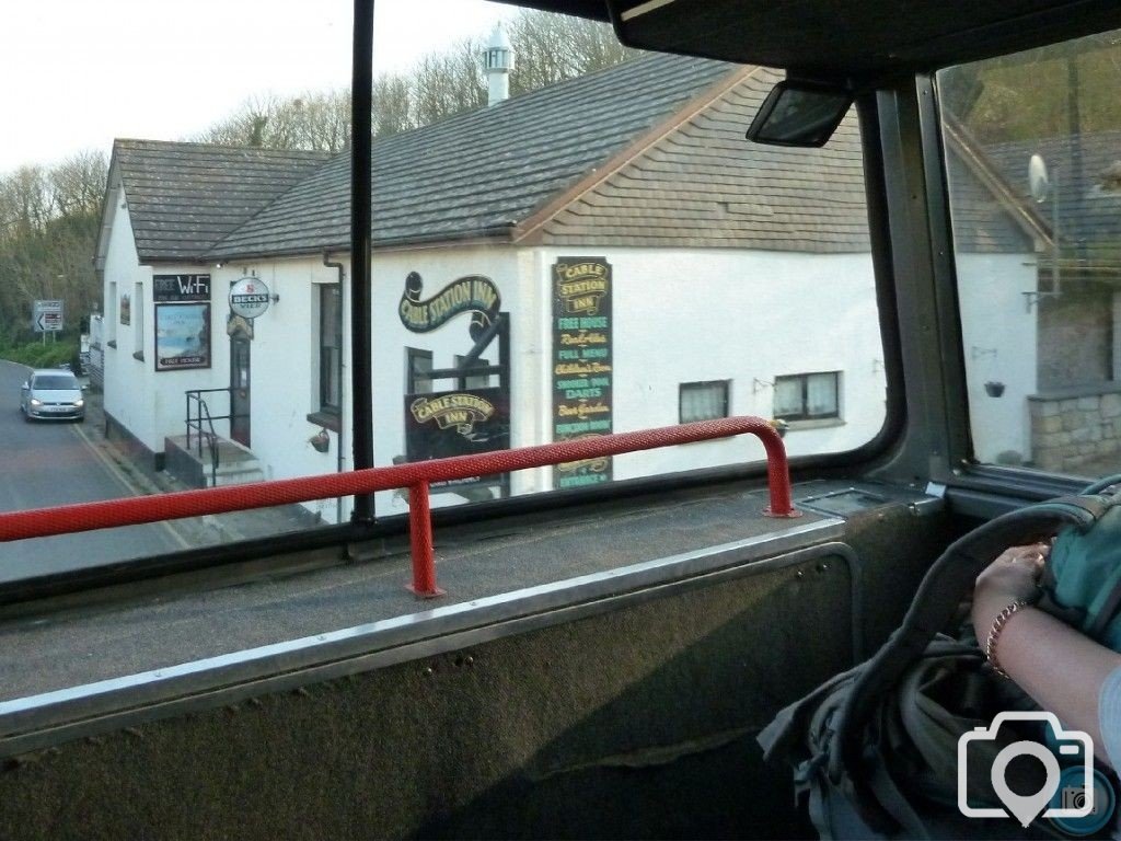 The Cable Station Inn from a bus - 27Mar12