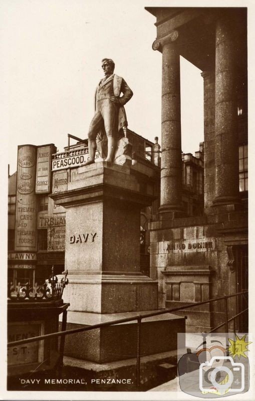 The Davy Statue and Peasgood Pharmacy in Background