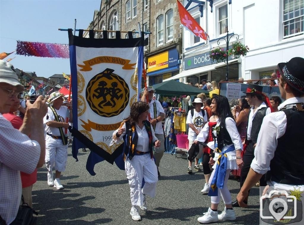 The Golowan Band lead the Noon Parade.