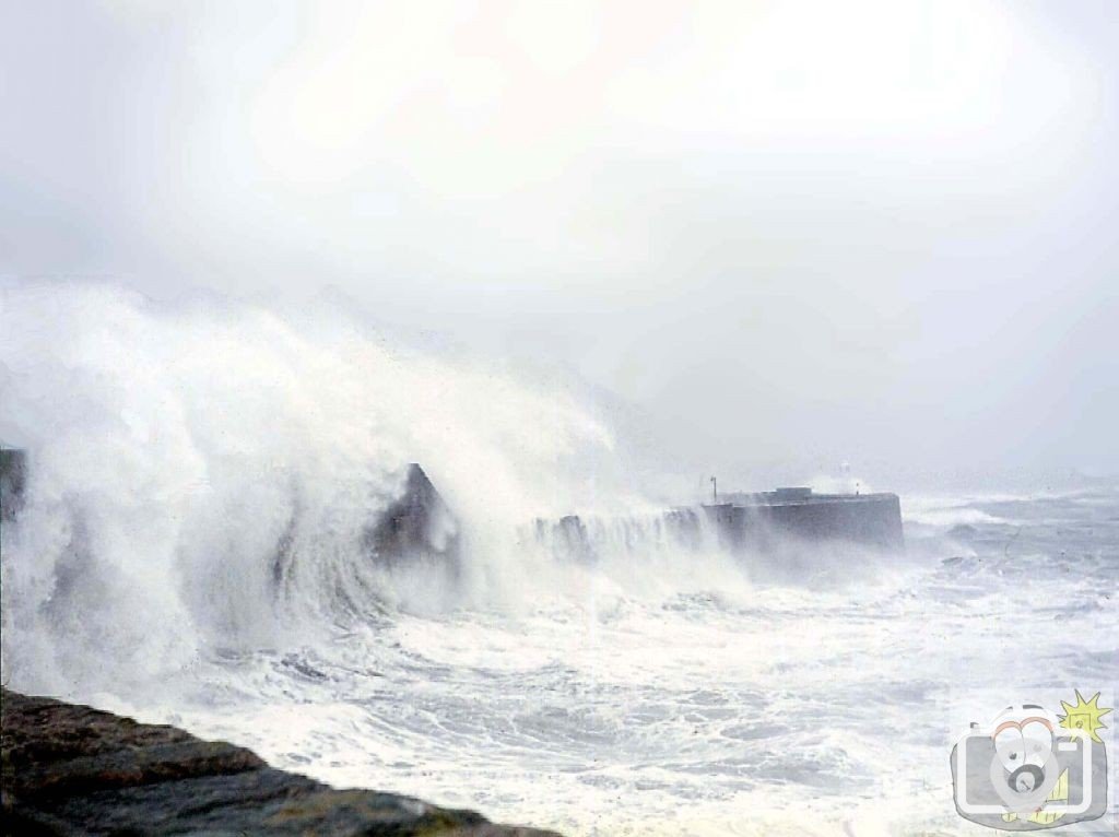 The Pier obliterated by spray - 15th March 1977