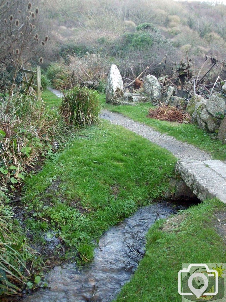 The river at Porthcurno before it hits the beach - 12th Dec., 2009