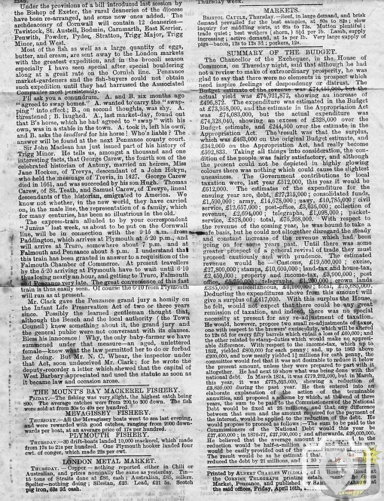 Tidings 1875 Back Page Lower Part