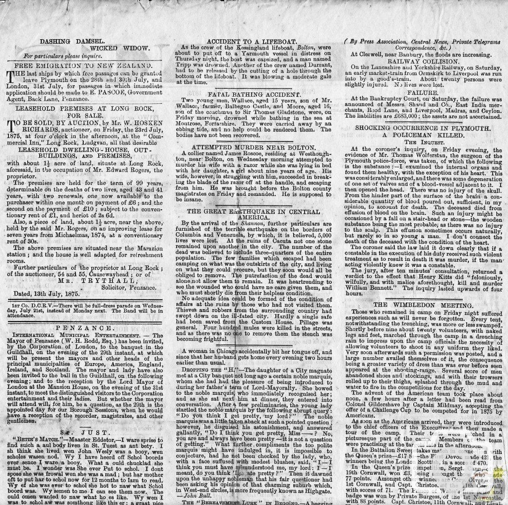 Tidings July 17th 1875 Upper Part Page 2