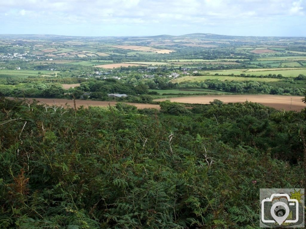 View eastwards from Trencrom Hill to Tregonning and Godolphin Hills