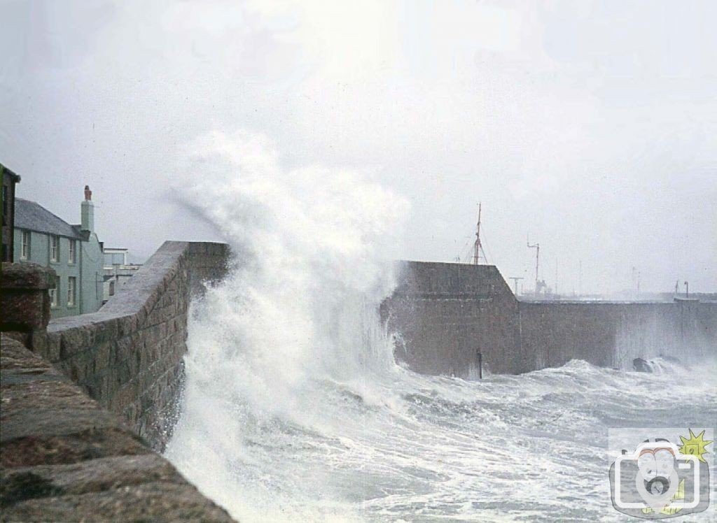 Wave slaps the pier wall - 15th March 1977