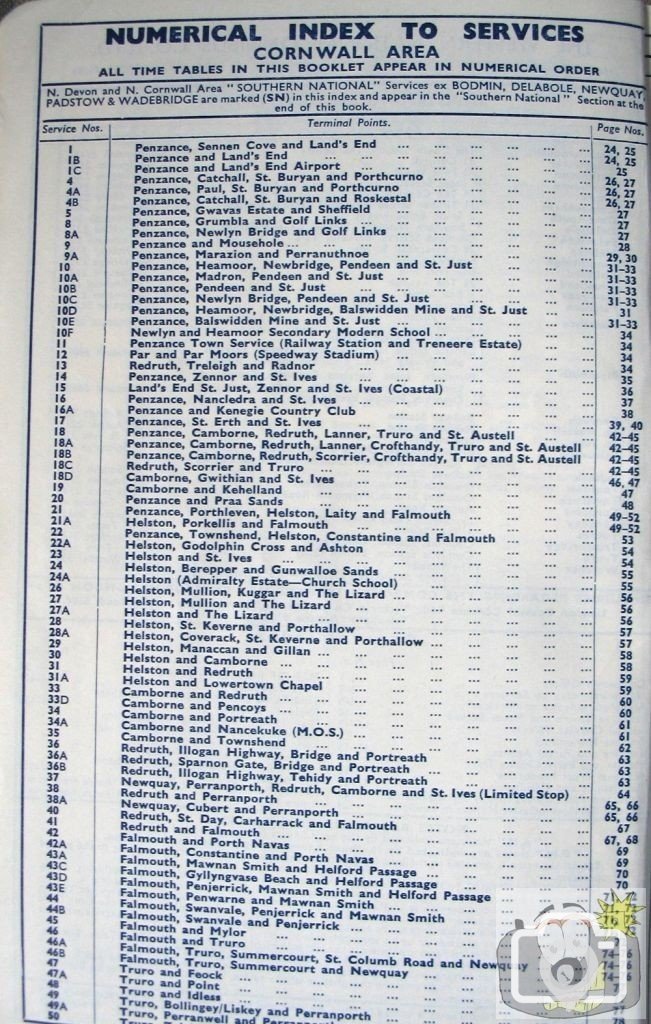 Western National bus routes 1960